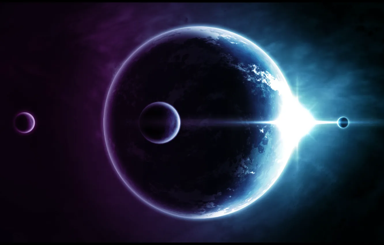 Photo wallpaper light, stars, energy, planets, sci fi