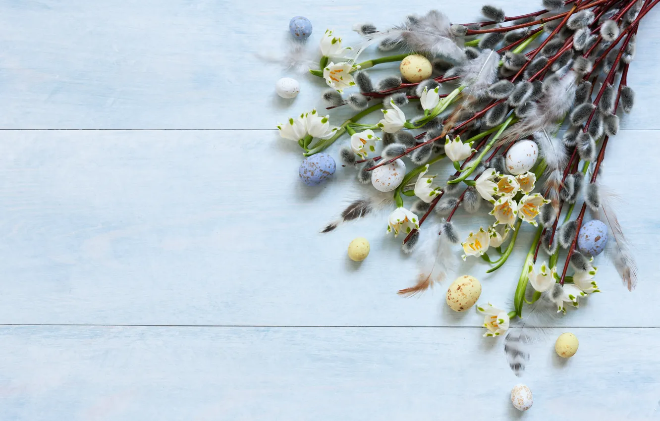 Photo wallpaper holiday, eggs, Easter, lilies of the valley, Verba