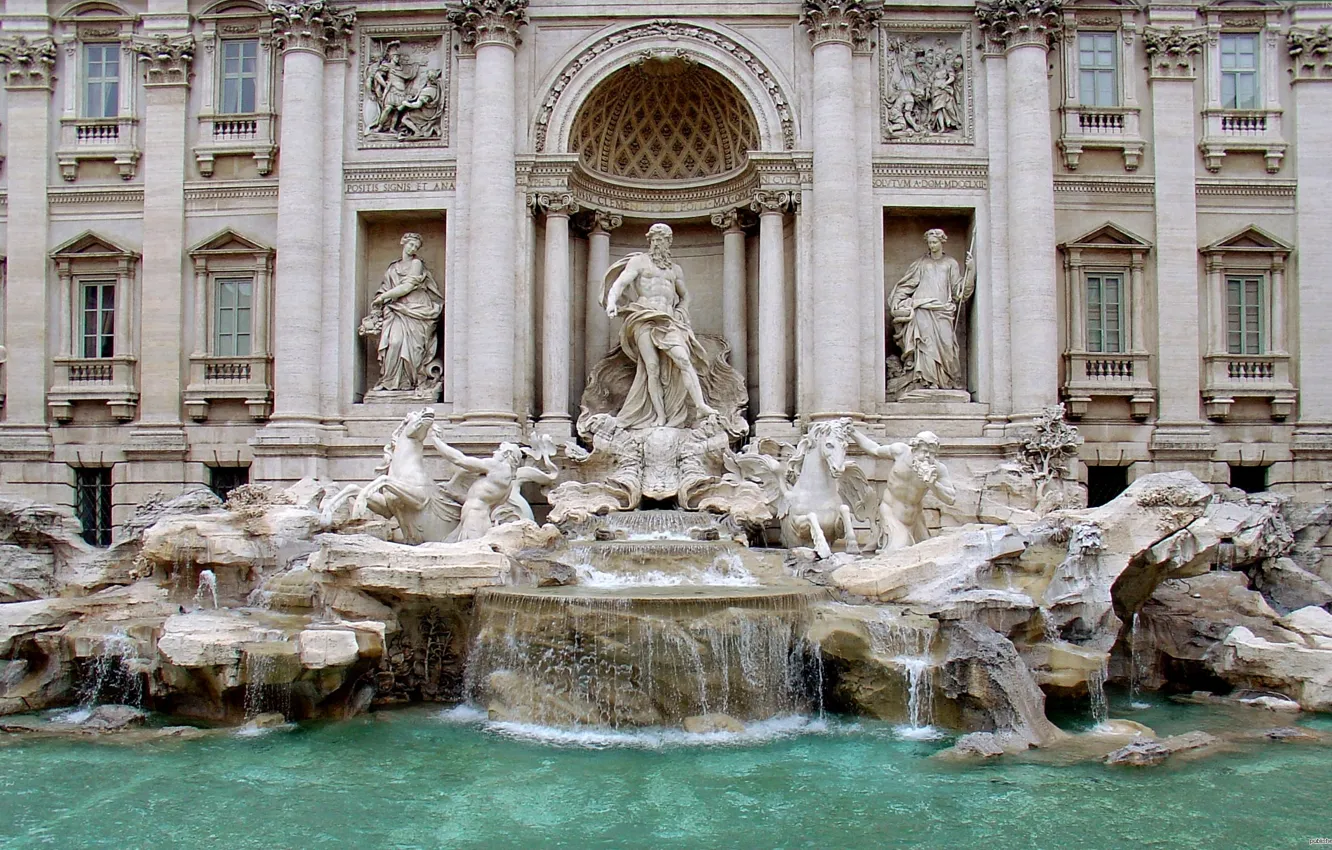Photo wallpaper water, home, fountain, sculpture, Italy, revival, Rome, Trevi