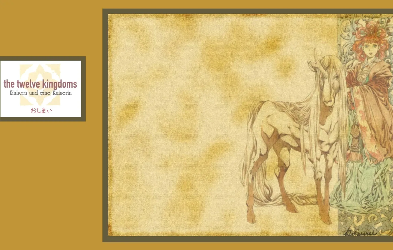 Photo wallpaper figure, unicorn, headdress, unicorn, Youko Nakajima, The Twelve Kingdoms, Shouryu, 12 Kingdoms