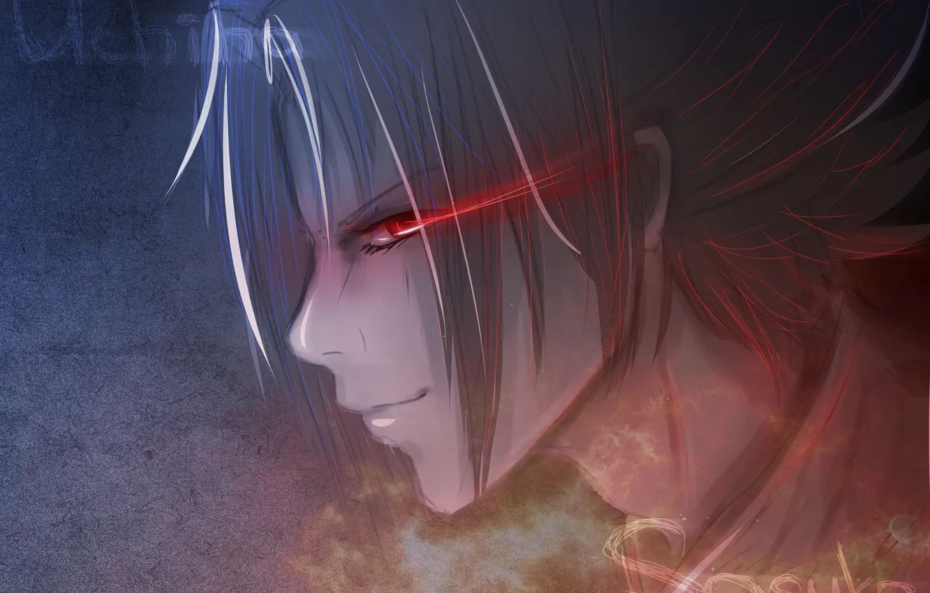 Photo wallpaper look, smile, guy, Naruto, Naruto, art, Uchiha Sasuke, pollypwnz