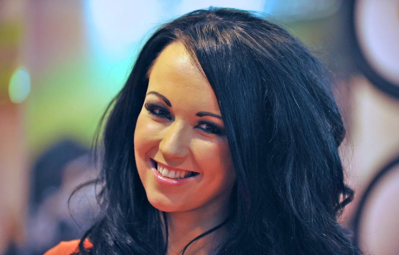 Photo wallpaper face, smile, model, brunette, sarah widdowson