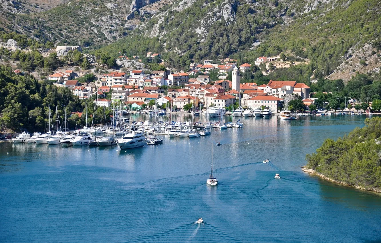 Photo wallpaper yachts, Croatia, Croatia, the river Krka, Skradin, Krka river, Skradin