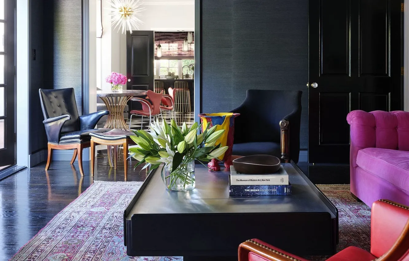 Photo wallpaper design, style, interior, kitchen, living room, Beverly Hills, dining room, Glamour style