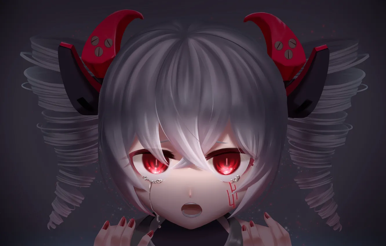 Photo wallpaper tears, girl, ponytail