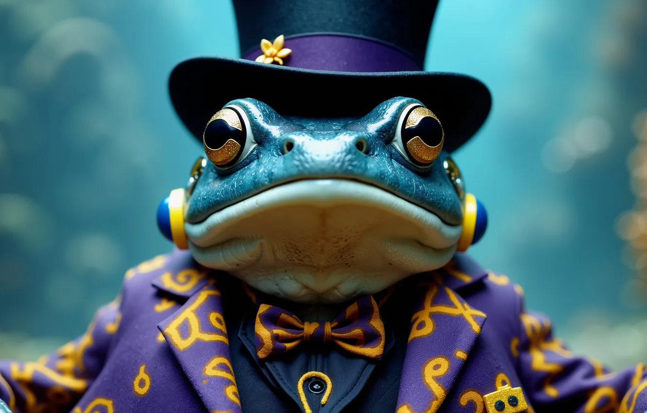 Photo wallpaper hat, frog, suit