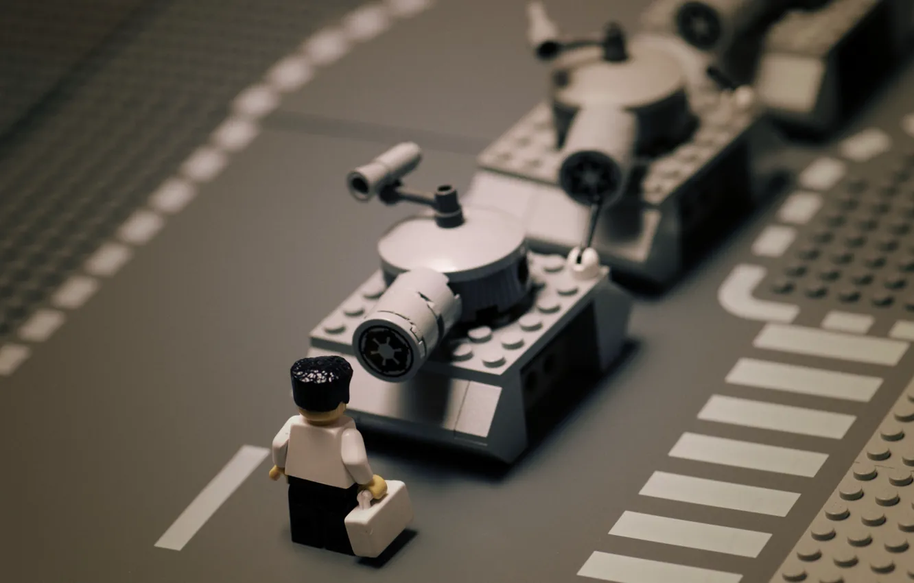 Photo wallpaper road, black and white, people, b/W, tank, LEGO, lego, tanks