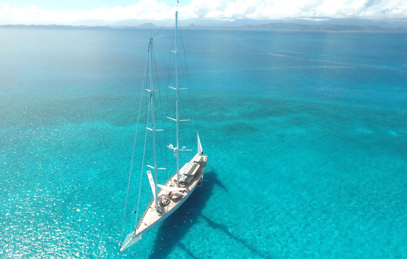 Photo wallpaper sea, yacht, mast, Yacht ATHOS
