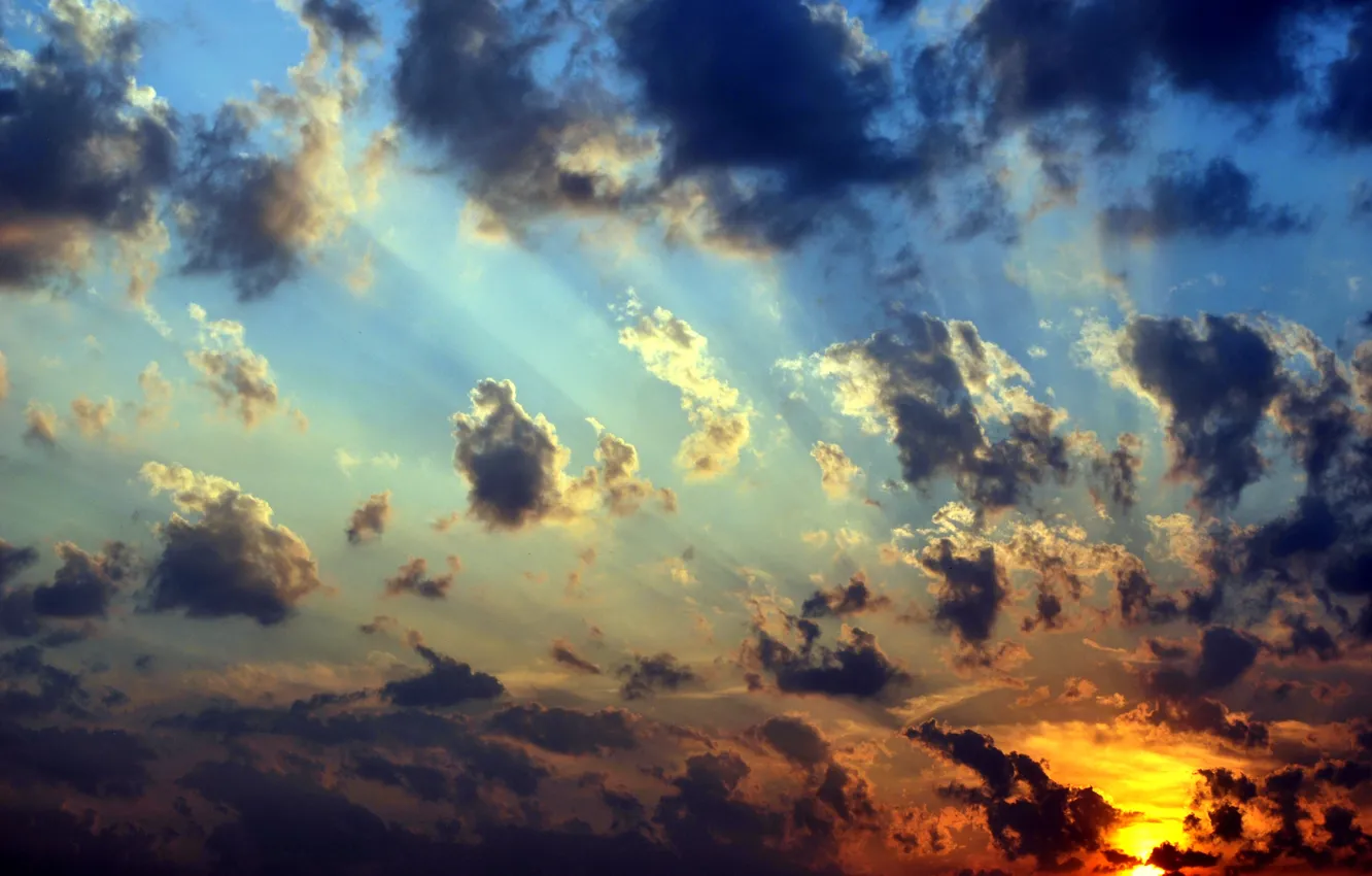Photo wallpaper the sky, clouds, sunset, nature, Nature, sky, sunset, clouds