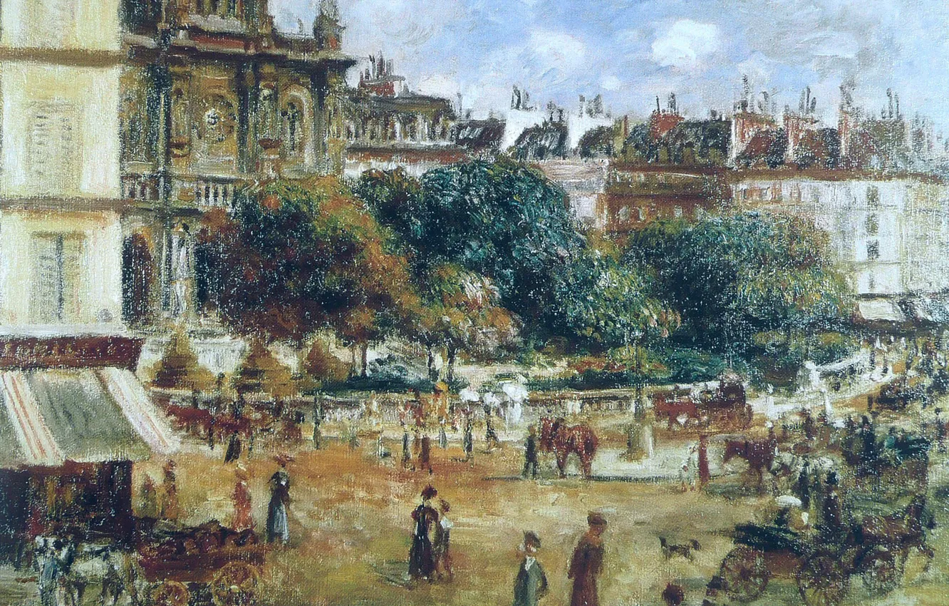 Photo wallpaper picture, the urban landscape, Pierre Auguste Renoir, Pierre Auguste Renoir, The place de La trinité. …