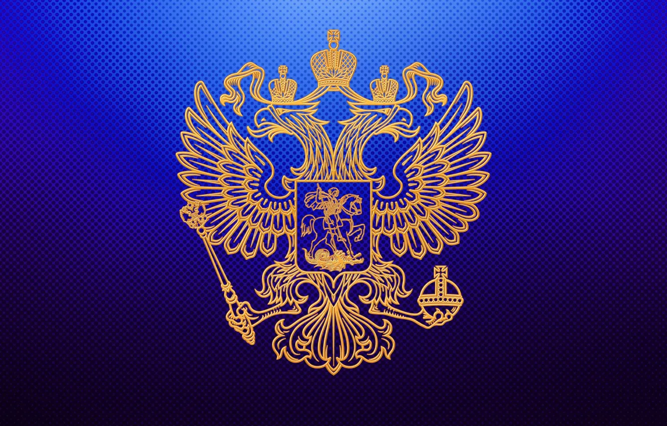 Photo wallpaper blue, background, gold, horse, Wallpaper, eagle, snake, wings