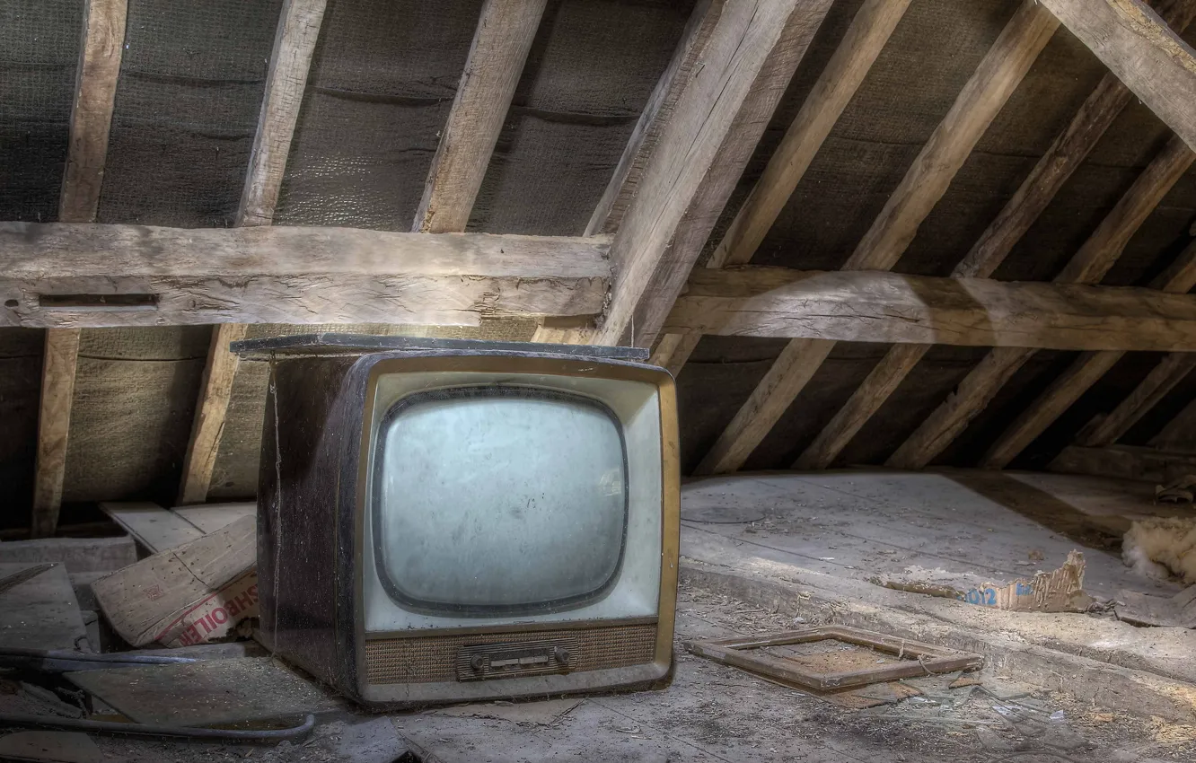 Photo wallpaper background, TV, attic