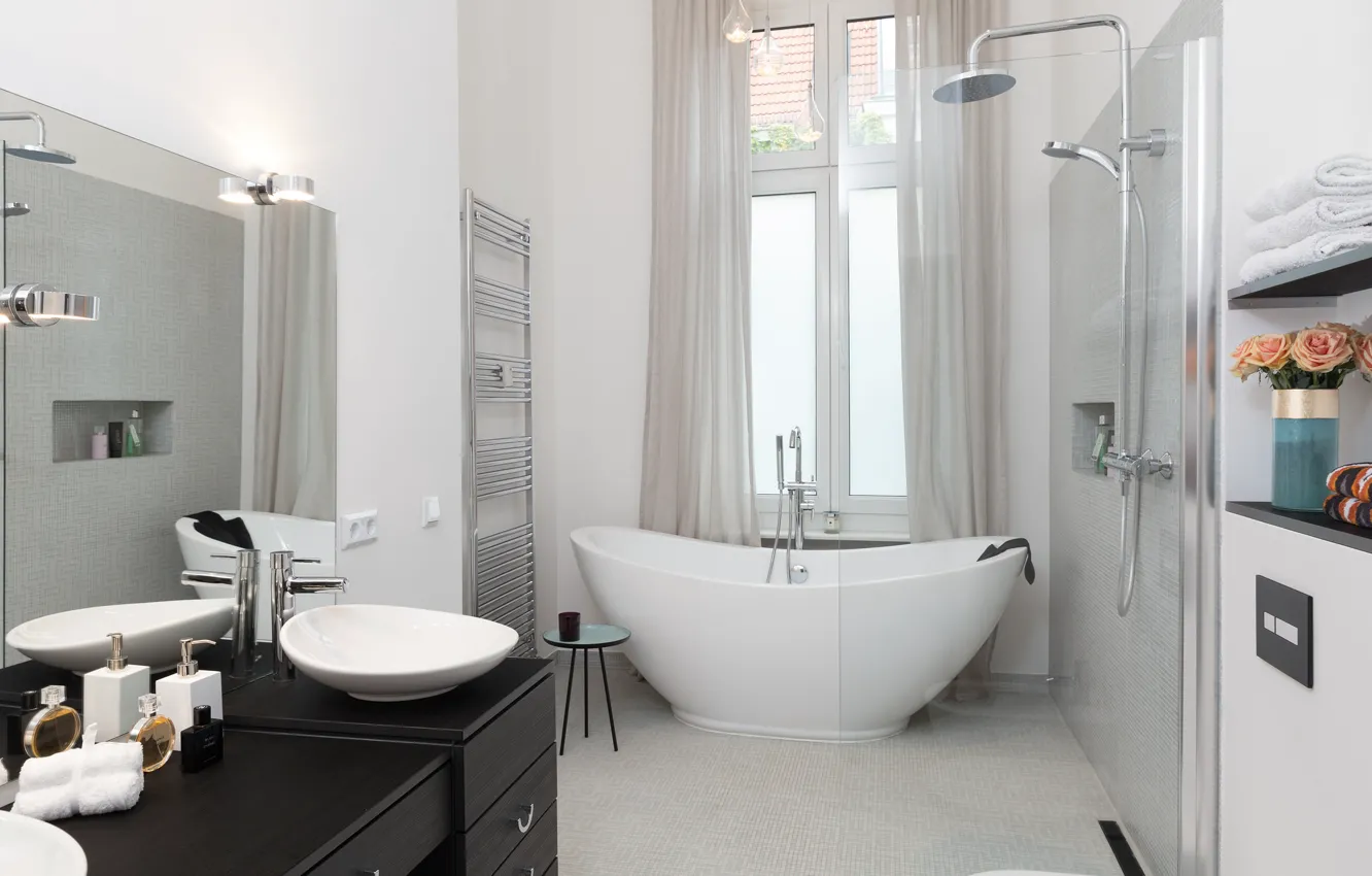 Photo wallpaper design, bath, sink