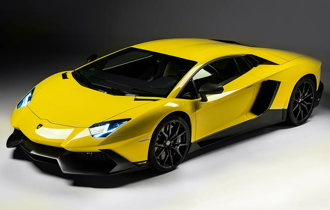 Photo wallpaper yellow, Lamborghini, supercar, LP700-4, Aventador, Lamborghini, 50 Anniversario Edition
