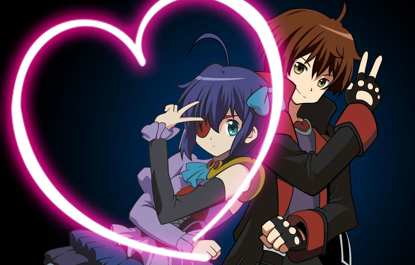 Photo wallpaper girl, heart, guy, Eccentricity of love is not a hindrance