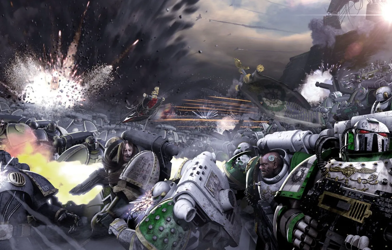 Photo wallpaper battle, Neil Roberts, warhammer 40K, Galaxy in Flames, Sons of Horus, Death Guard