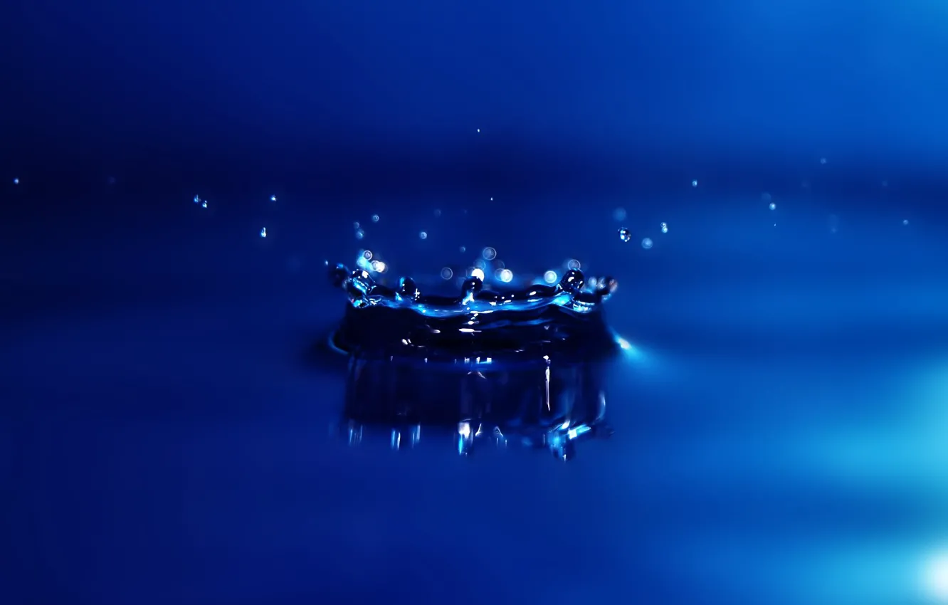 Photo wallpaper drops, squirt, blue