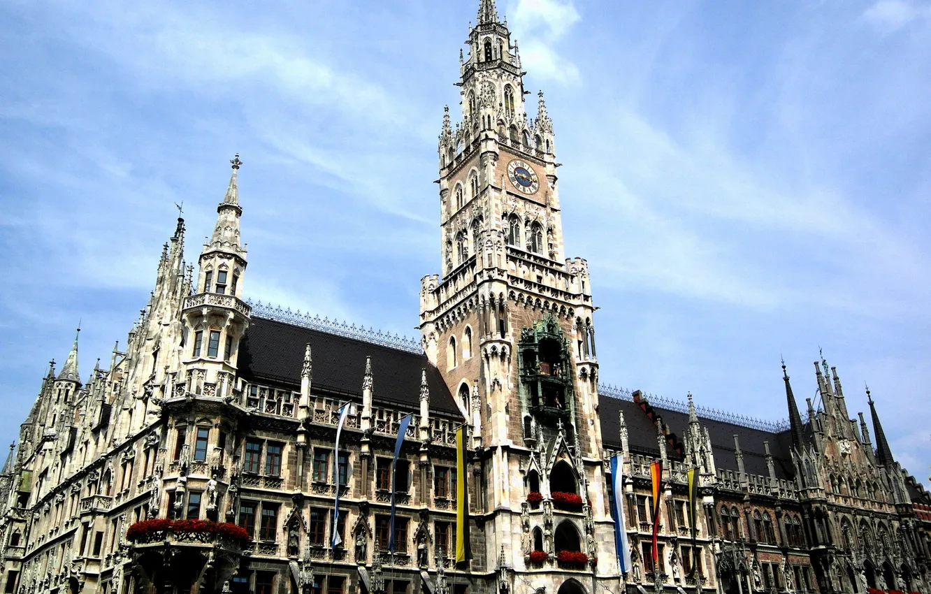 Photo wallpaper the sky, Germany, Munich, town hall, Marienplatz