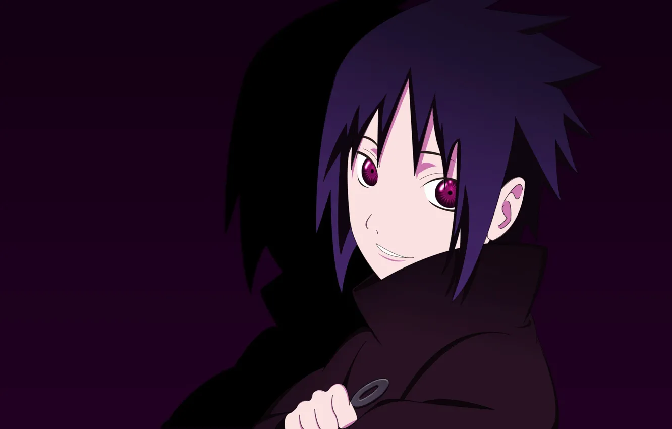 Photo wallpaper game, Sasuke, smile, anime, boy, face, sharingan, ninja