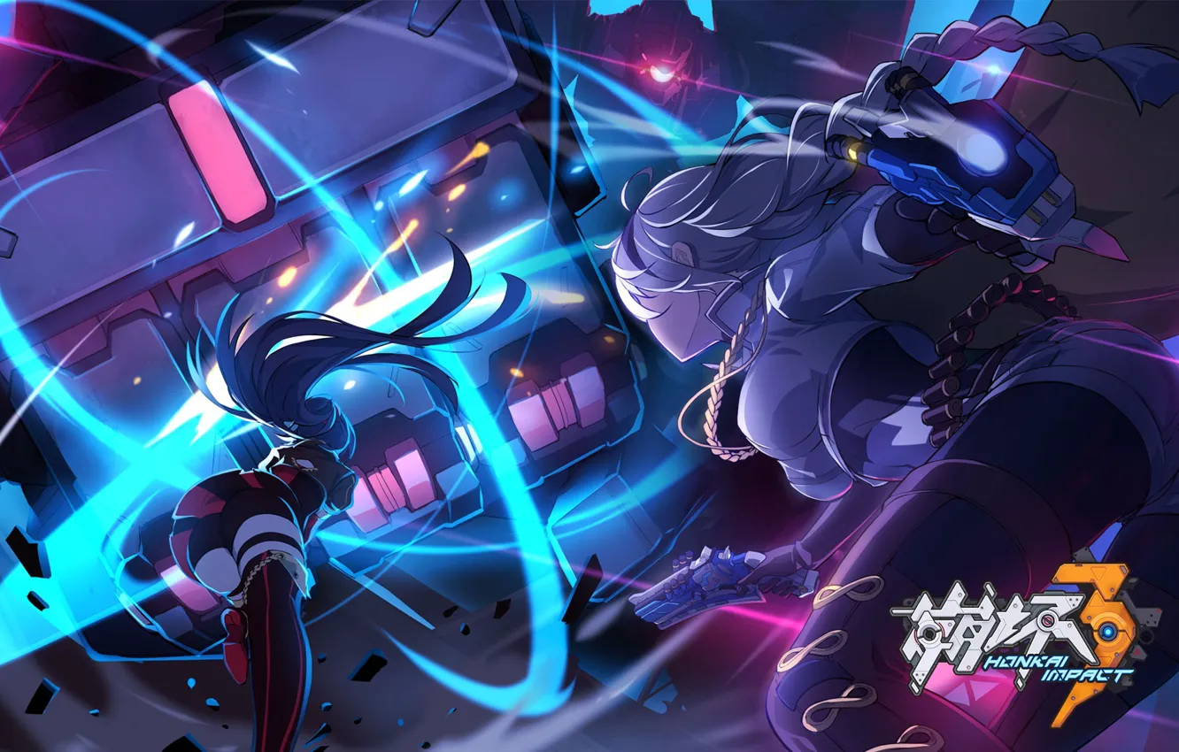 Photo wallpaper girl, gun, pistol, weapon, anime, pretty, asian, manga