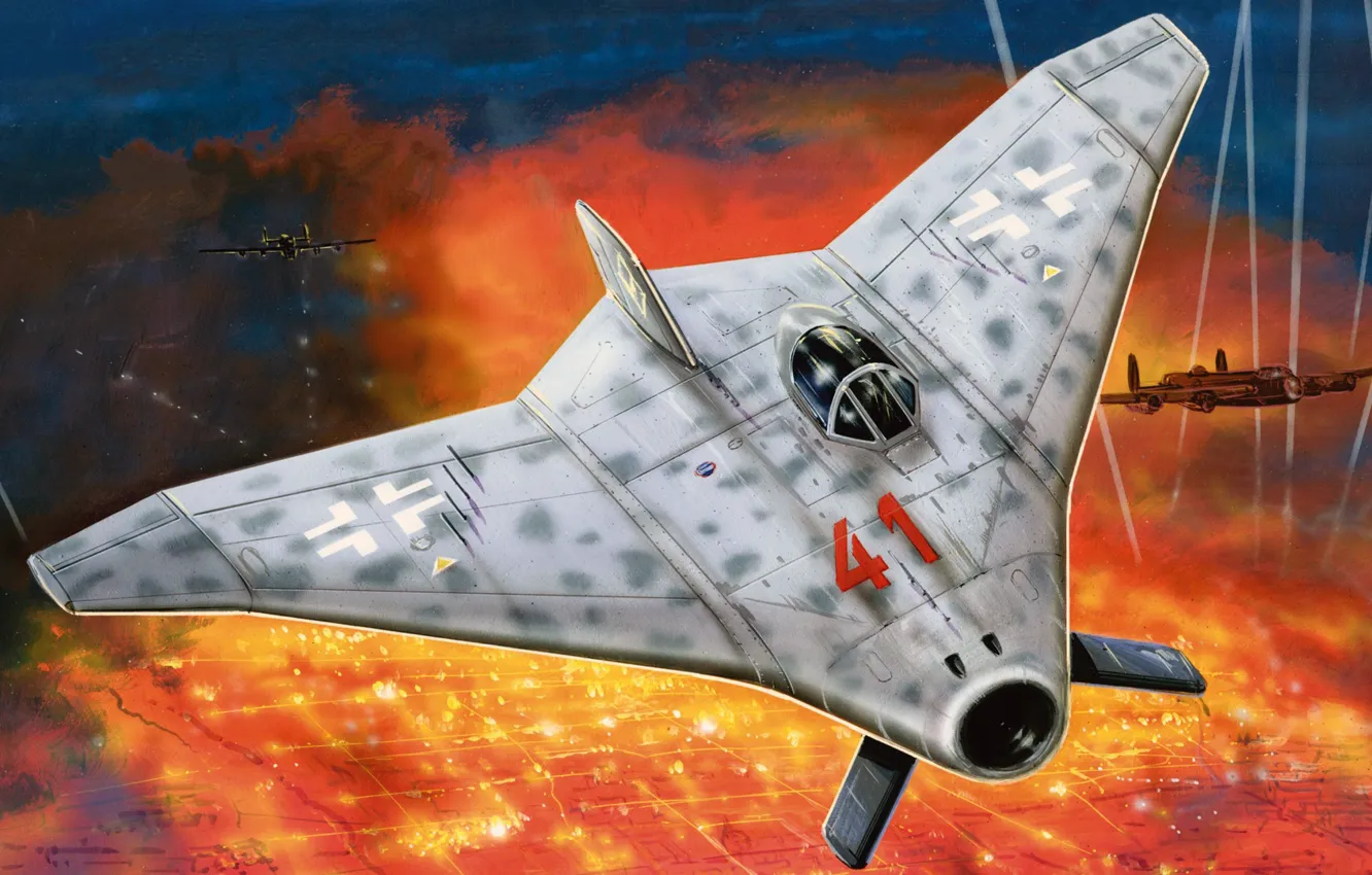 Photo wallpaper Germany, prototype, fighter-interceptor, Luftwaffe, night fighter, flying wing, Zdenek Machacek, Blohm & Voss Ae 607