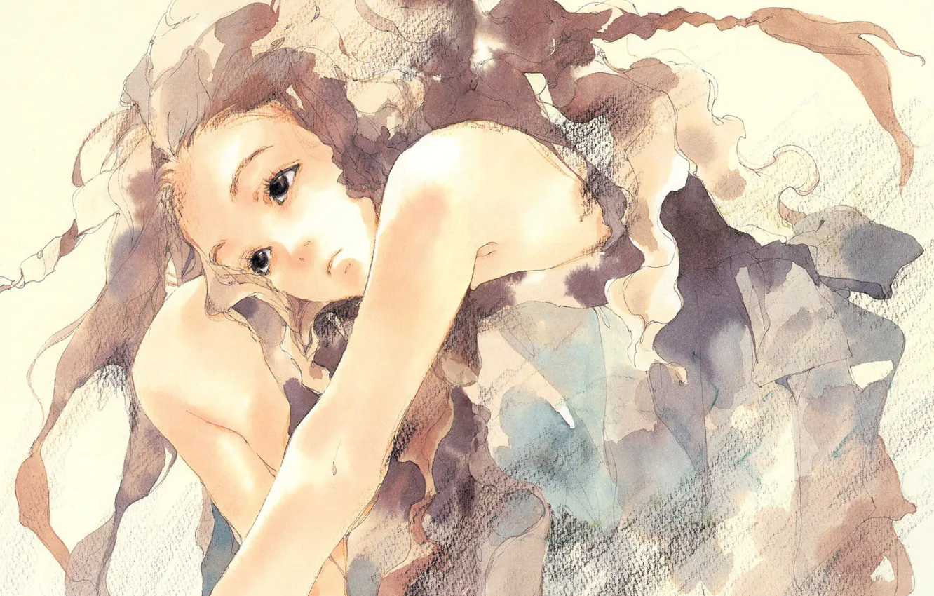 Photo wallpaper look, girl, paint, figure