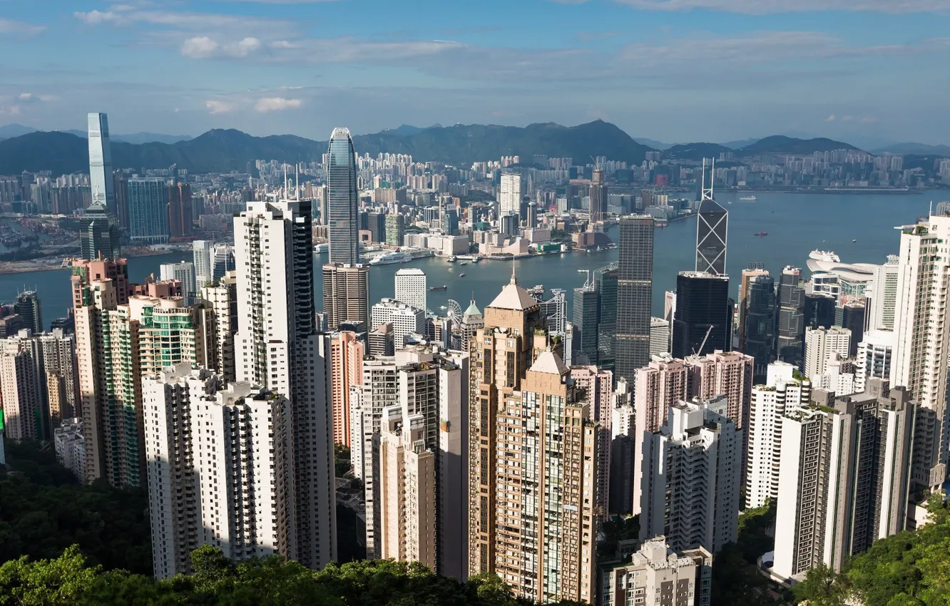Photo wallpaper the city, building, Hong Kong, day, China