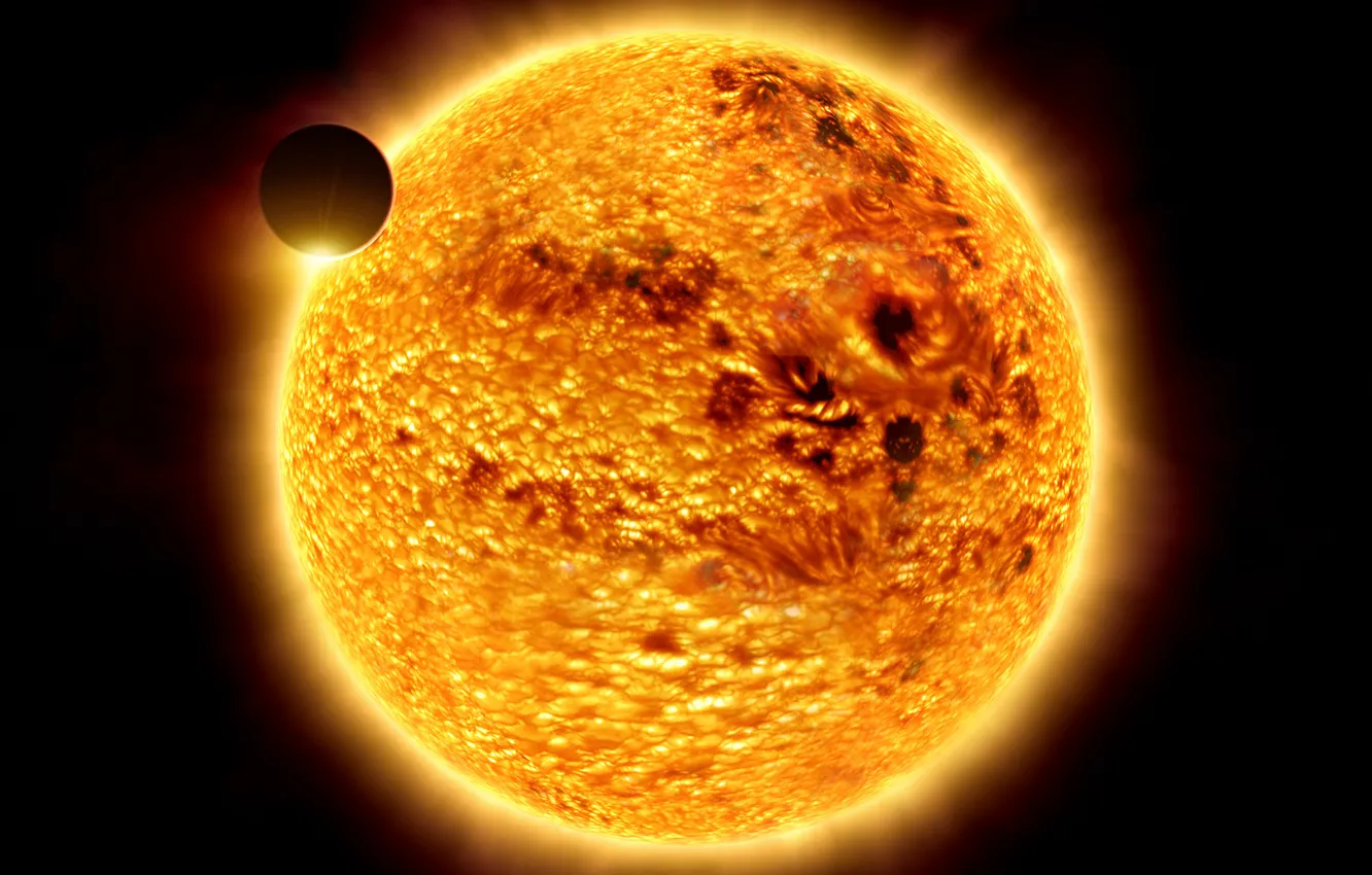 Photo wallpaper the sun, space, light, planet