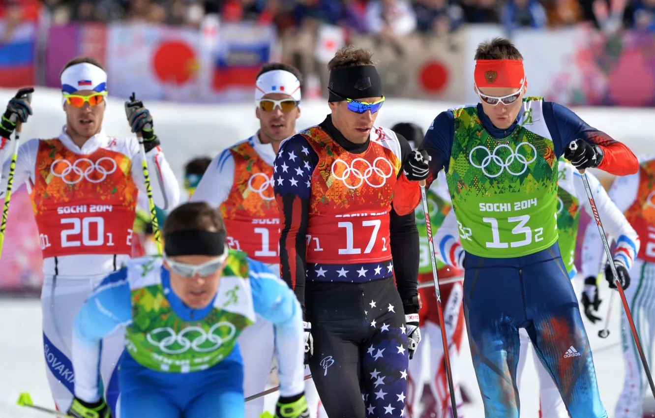 Photo wallpaper stick, glasses, skiers, athletes, RUSSIA, Sochi 2014, The XXII Winter Olympic Games, Sochi 2014