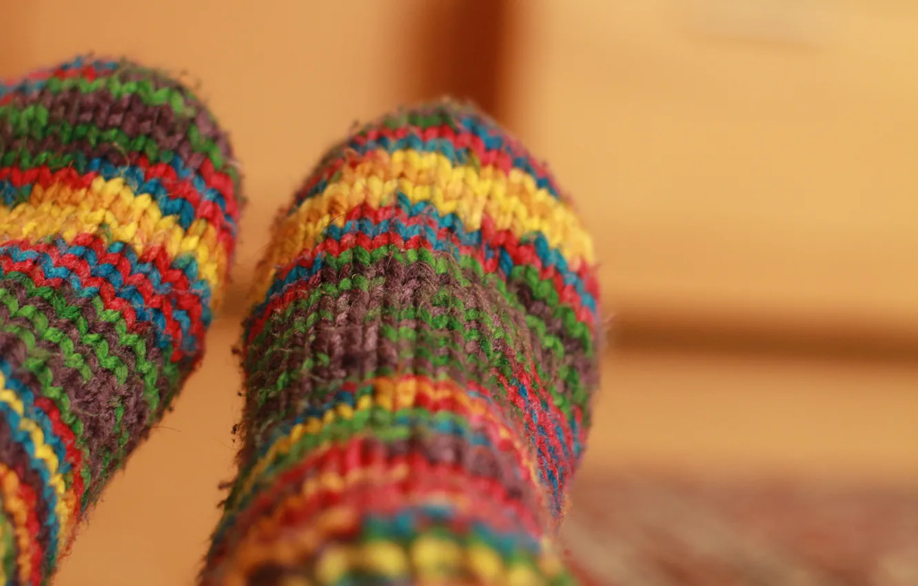 Photo wallpaper comfort, feet, socks, knitting