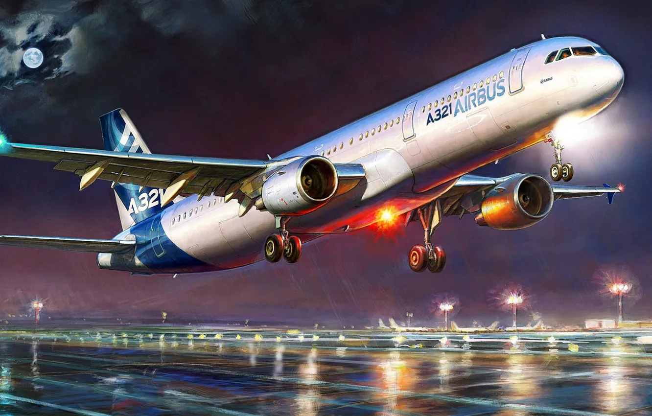 Photo wallpaper figure, art, Airbus, Zhirnov, Single-aisle passenger jet, A321