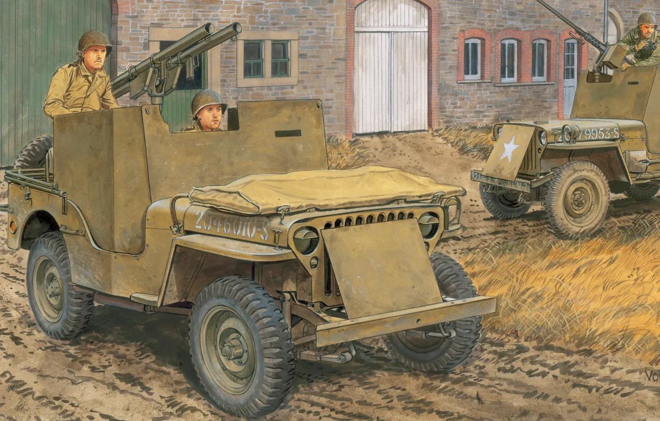 Photo wallpaper road, street, art, The second World war, which, a quarter, armored, attached
