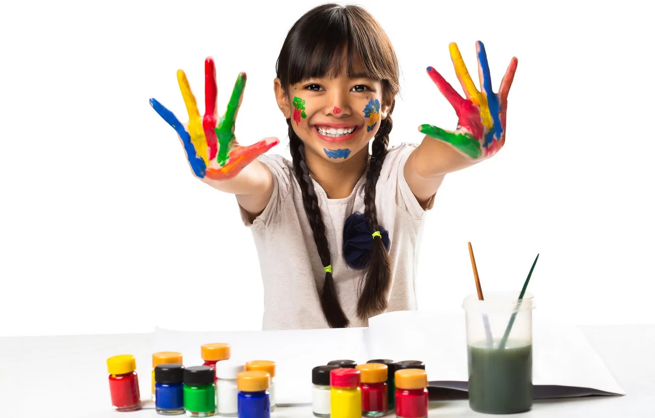 Photo wallpaper mood, paint, girl