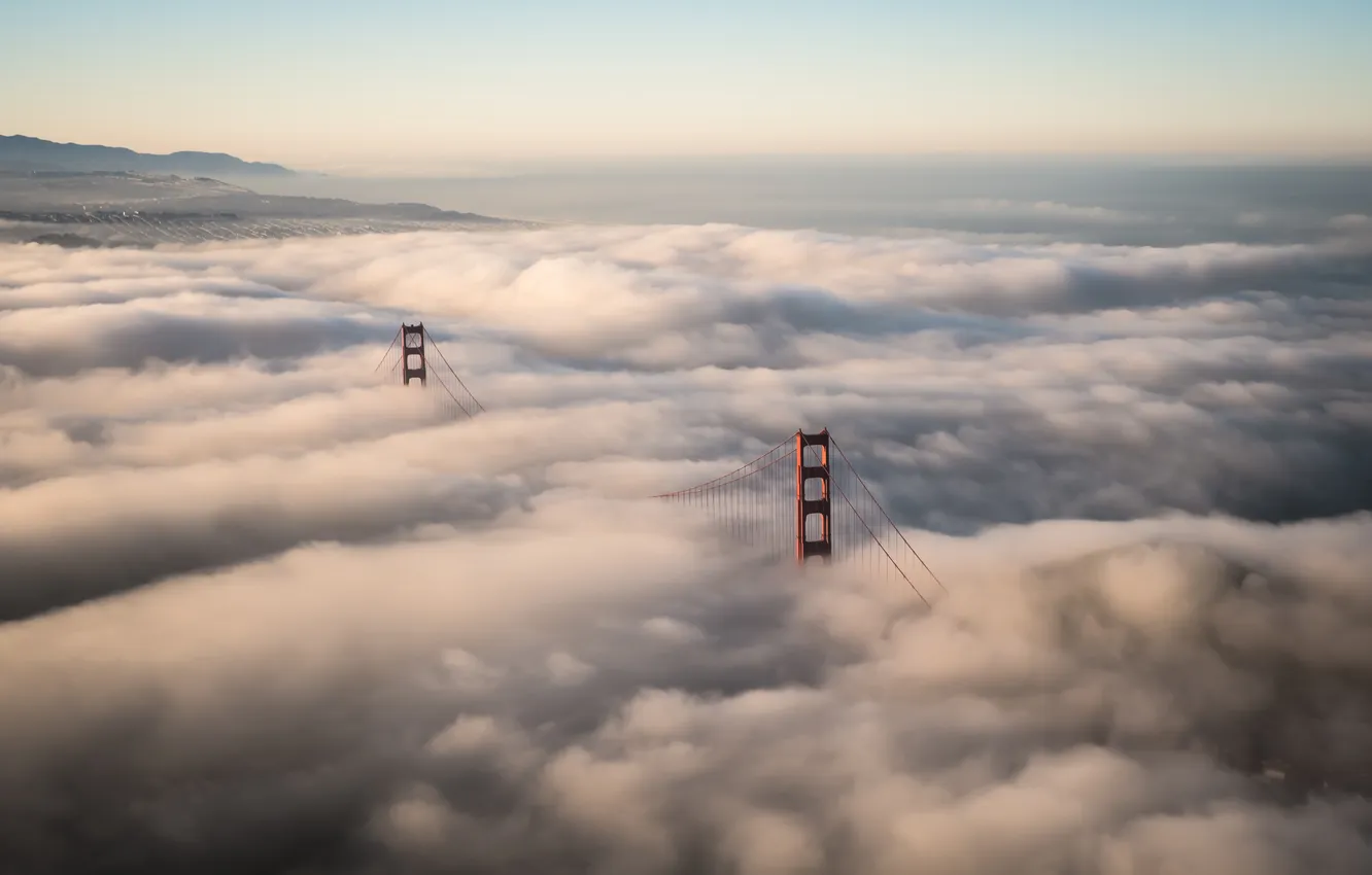 Photo wallpaper clouds, bridge, USA, America, Golden Gate