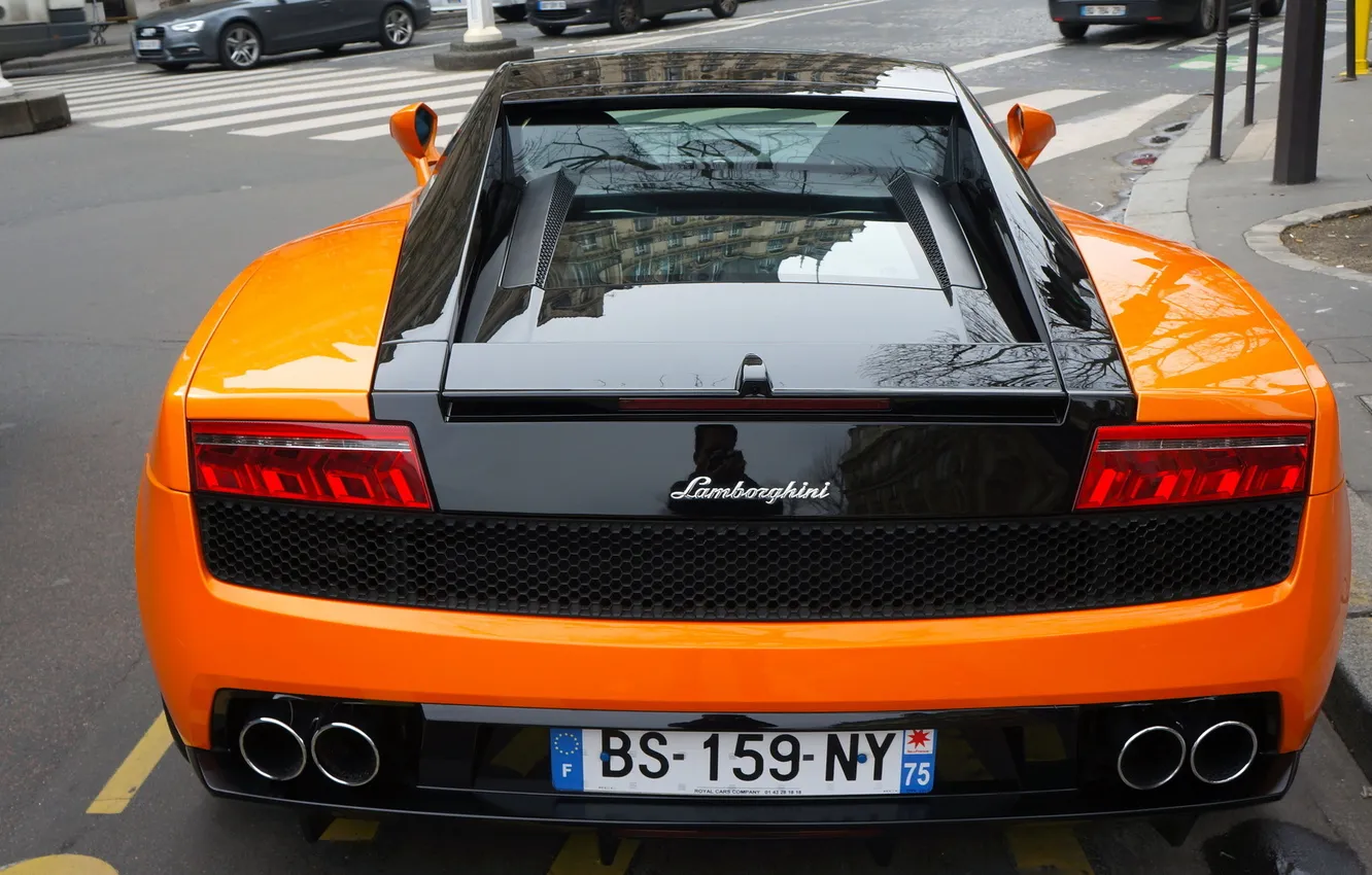 Photo wallpaper Lamborghini, Orange, Gallardo, supercar, back