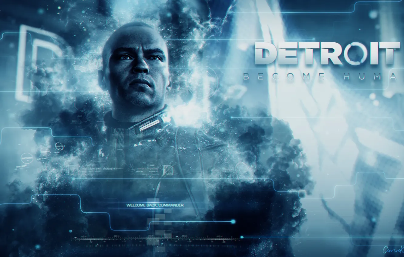 Photo wallpaper blue, the game, game, Android, android, blue, the leader, Detroit