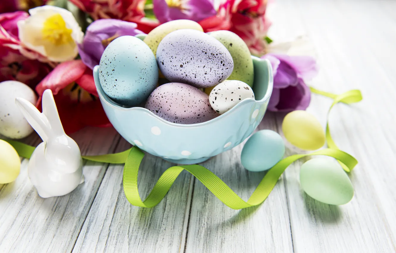 Photo wallpaper eggs, spring, rabbit, Easter, tape, decor, eggs, Olena Rudo