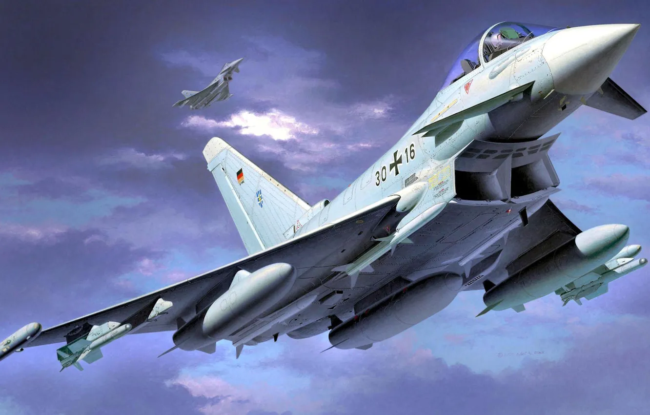 Photo wallpaper fighter, pair, the Germans, Typhoon, Typhoon, Eurofighter