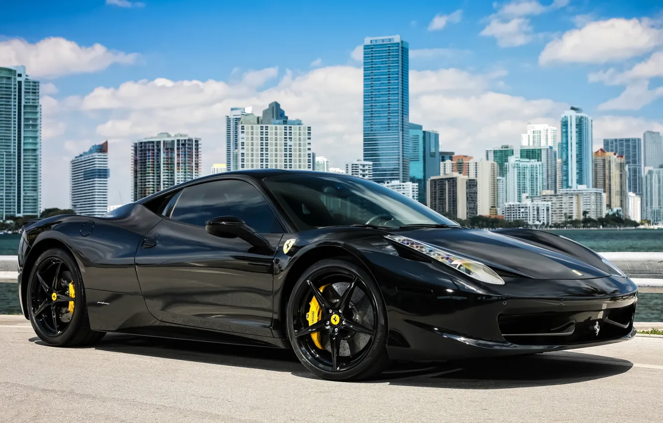 Photo wallpaper Ferrari, black, 458, Italia