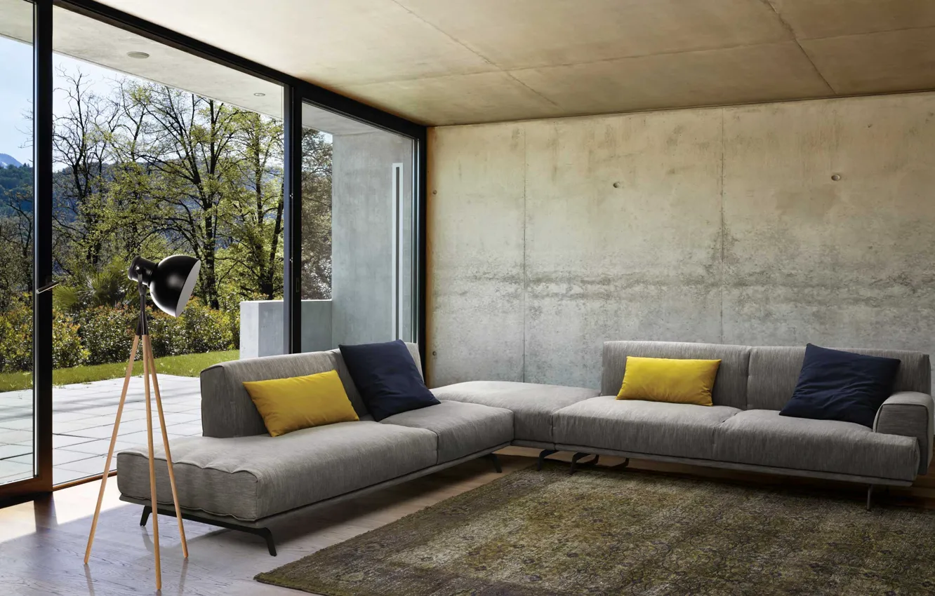 Photo wallpaper style, room, interior, living room, loft