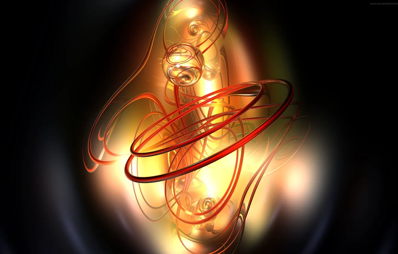 Photo wallpaper Abstract, Globes, Abstract Art, Red Lines