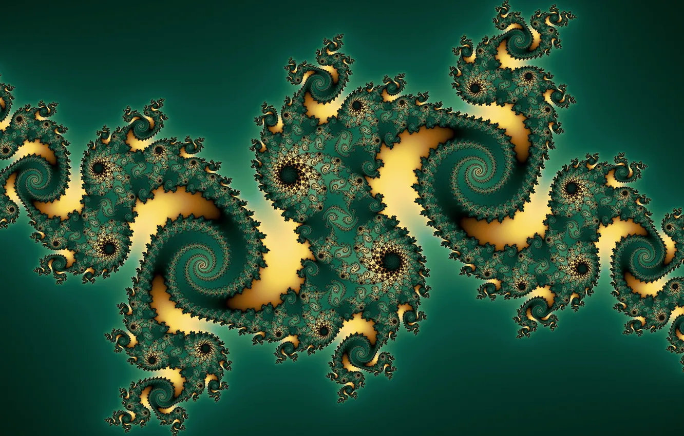 Photo wallpaper line, abstraction, Wallpaper, pattern, curls, fractal, picture, green background