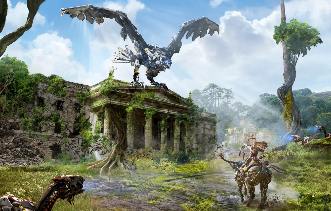 Photo wallpaper Sony, art, PS4, Horizon: Zero Dawn, Aloy