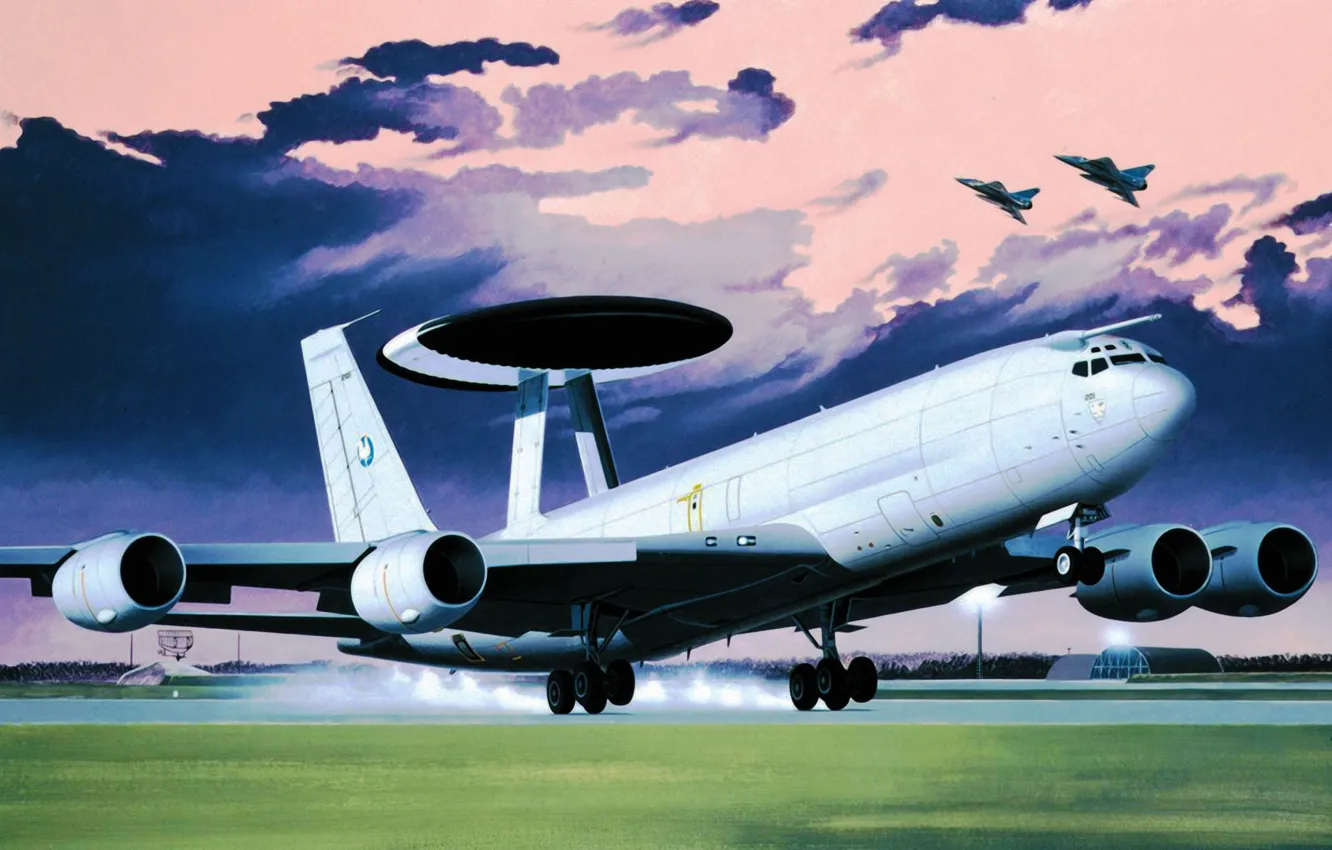 Photo wallpaper art, airplane, painting, aviation, Boeing E-3 Sentry