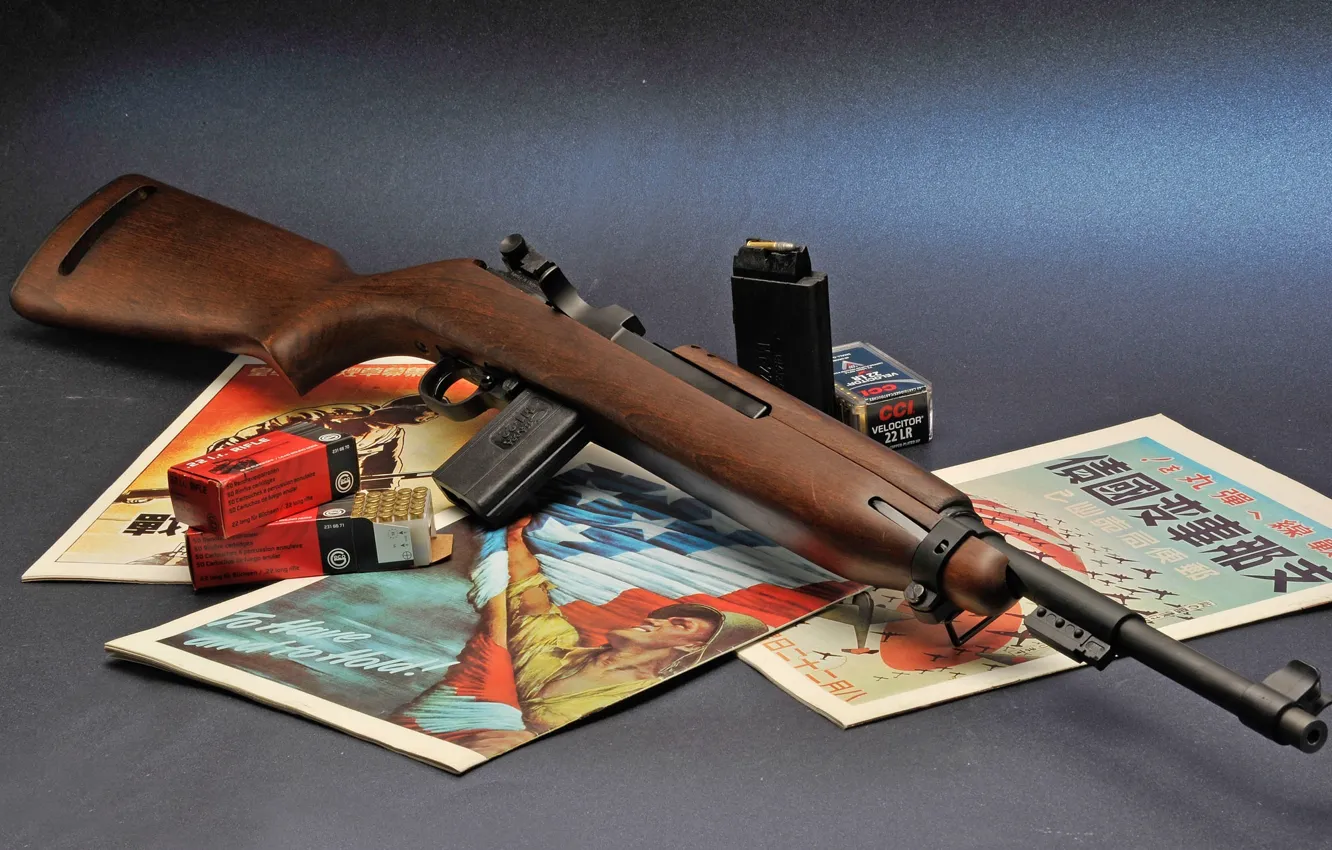 Photo wallpaper background, cartridges, magazines, clip, carabiner, 22LR, self-loading, M1 Carbine