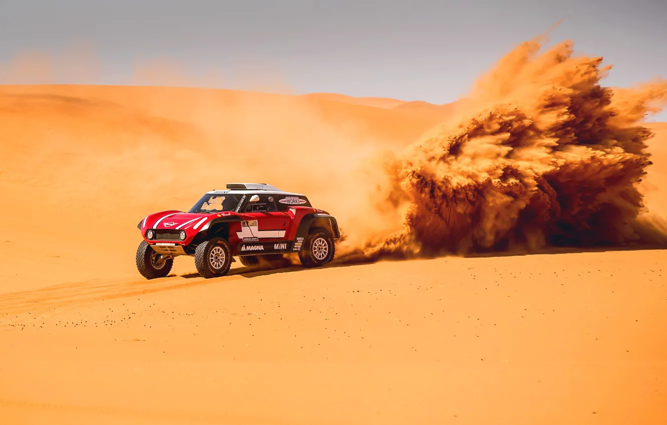Photo wallpaper Sand, Mini, Sport, Desert, Machine, Speed, Rally, Dakar