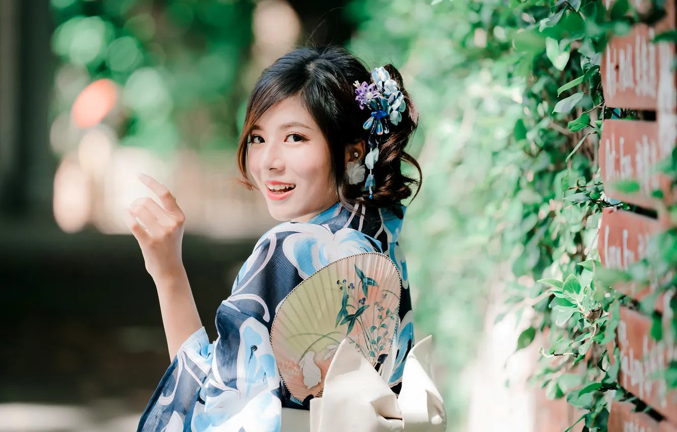 Photo wallpaper look, the sun, pose, model, portrait, hands, makeup, dress