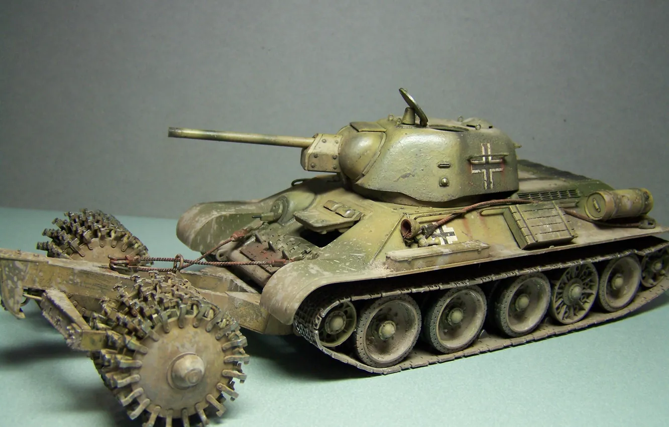 Photo wallpaper toy, tank, T-34, average, model, period, The great Patriotic war
