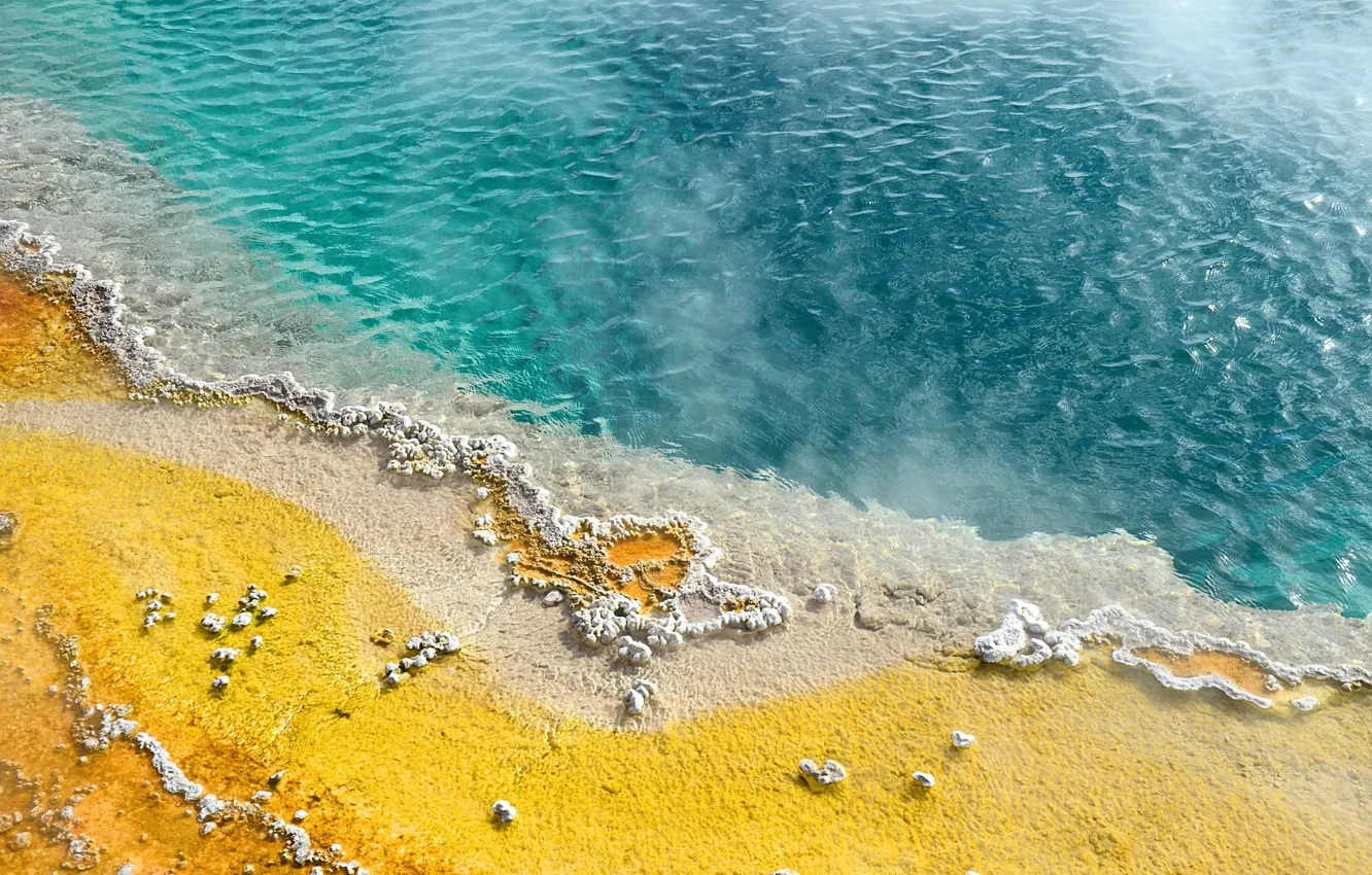 Photo wallpaper water, shore, salt, Yellow Stone.