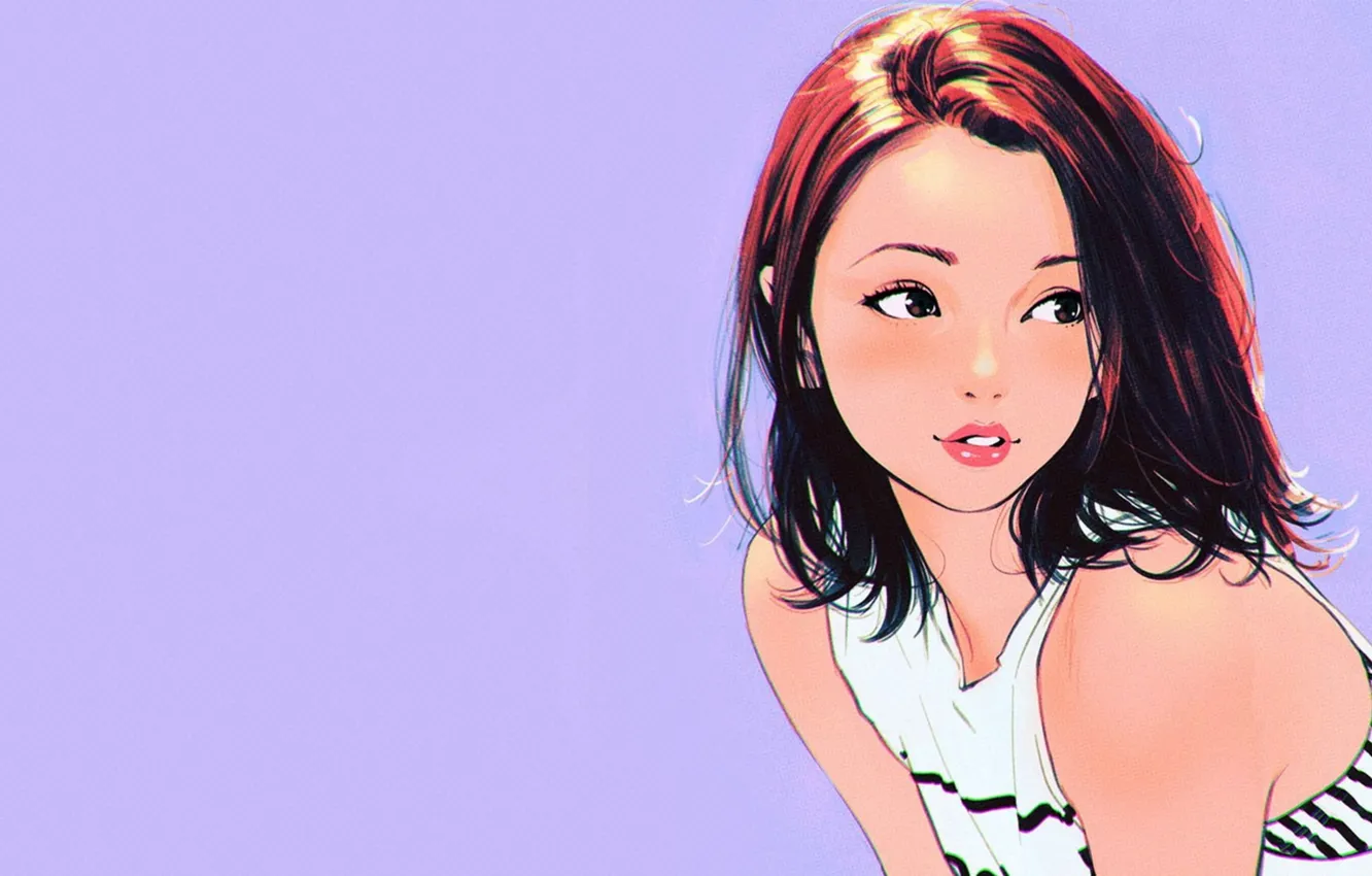 Photo wallpaper girl, sexy, anime, art, beautiful, short hair, pretty, face